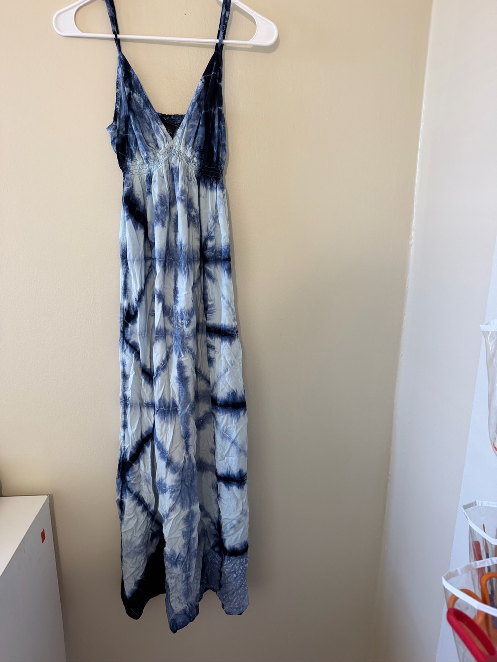Lucky Nrand Tie-Dye Maxi Sundress in Navy and White size small